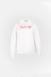 Balenciaga Lipstick Logo Hoodie Beyaz - L