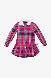 Ralph Lauren Ekose Çocuk Gömlek Elbise Pembe - 4Y