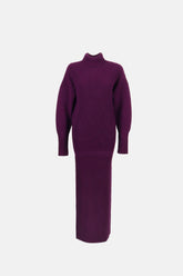 Victoria Beckham Boğazlı Uzun Triko Elbise Mor - 36