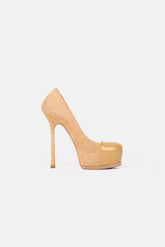 Yves Saint Laurent ( YSL )Süet ve Rugan Tribtoo Platform Ayakkabı Bej - 36