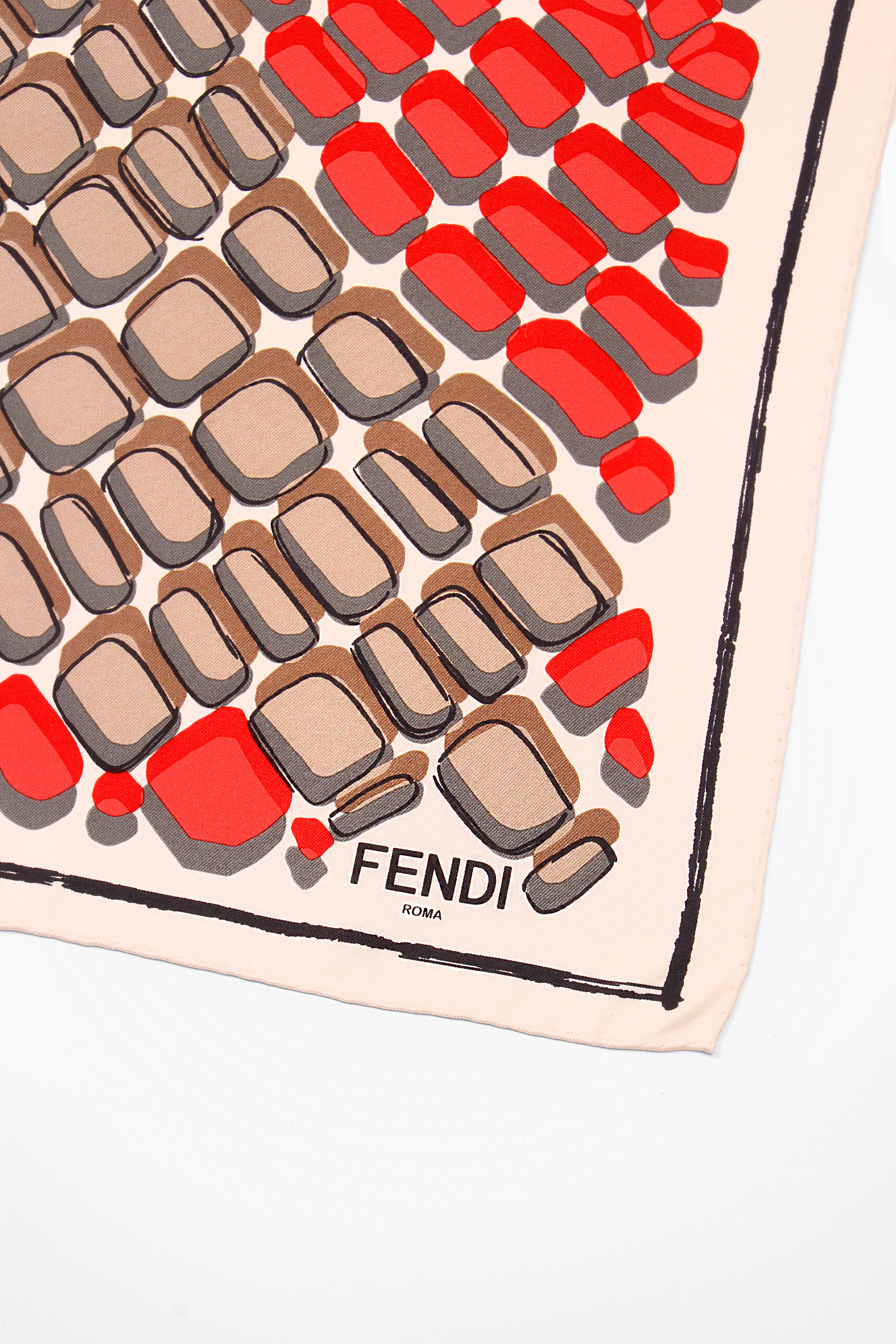 Fendi Desenli İpek Eşarp - 90x90