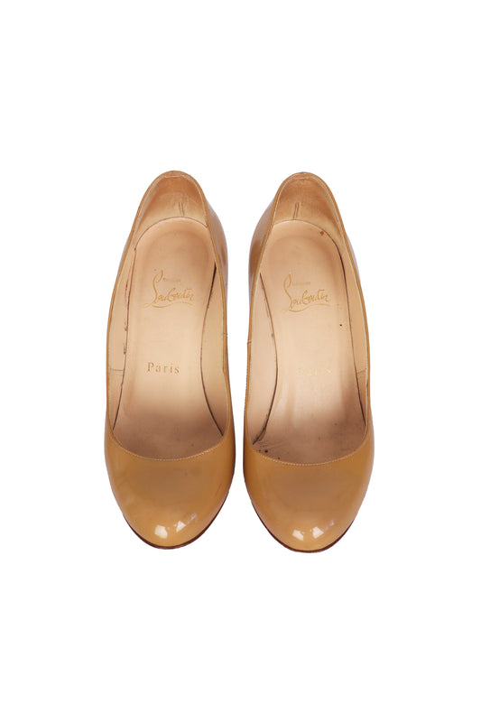 Christian Louboutin Rugan Topuklu Ayakkabı Nude - 35