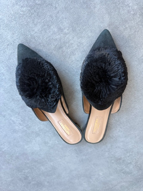 Aquazzura Ponponlu Siyah Terlik 36,5 Numara