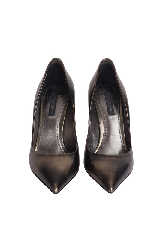 Dolce & Gabbana Kate Topuğu Zımbalı Stiletto Füme - 37