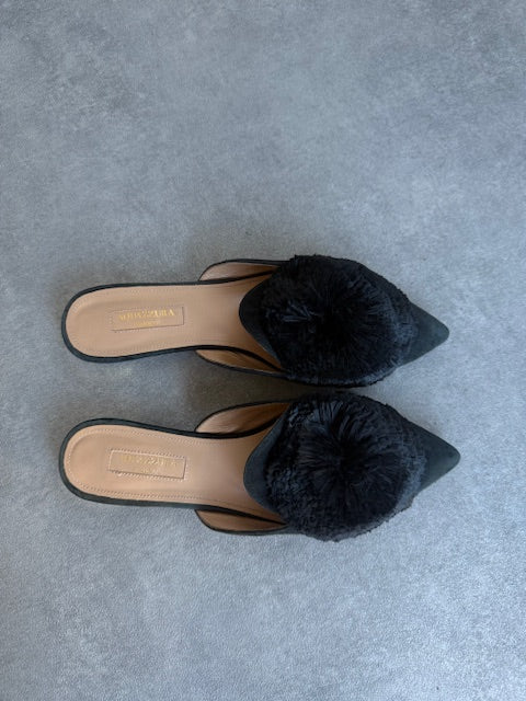 Aquazzura Ponponlu Siyah Terlik 36,5 Numara