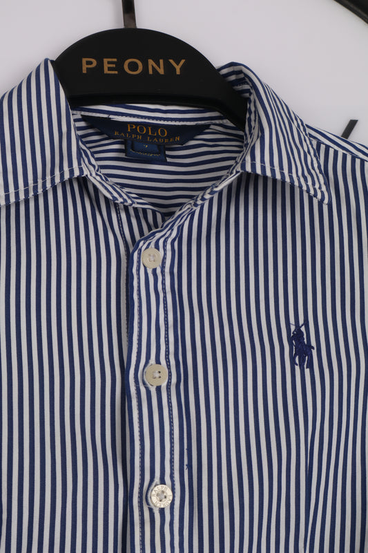Ralph Lauren Mavi - Beyaz Kız Çocuk Elbise - 7 Yaş