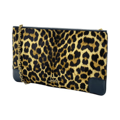 Christian Louboutin Leopard Pony Hair Black Leather Loubiposh Clutch Bag