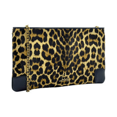 Christian Louboutin Leopard Pony Hair Black Leather Loubiposh Clutch Bag
