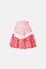 Alexander McQueen Floral Fırfırlı Mini Etek Kirmizi - 38
