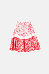Alexander McQueen Floral Fırfırlı Mini Etek Kirmizi - 38