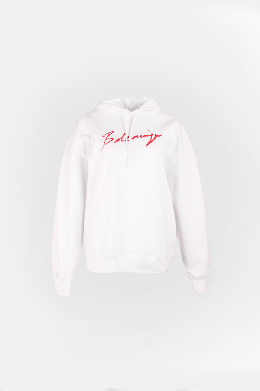 Balenciaga Lipstick Logo Hoodie Beyaz - L
