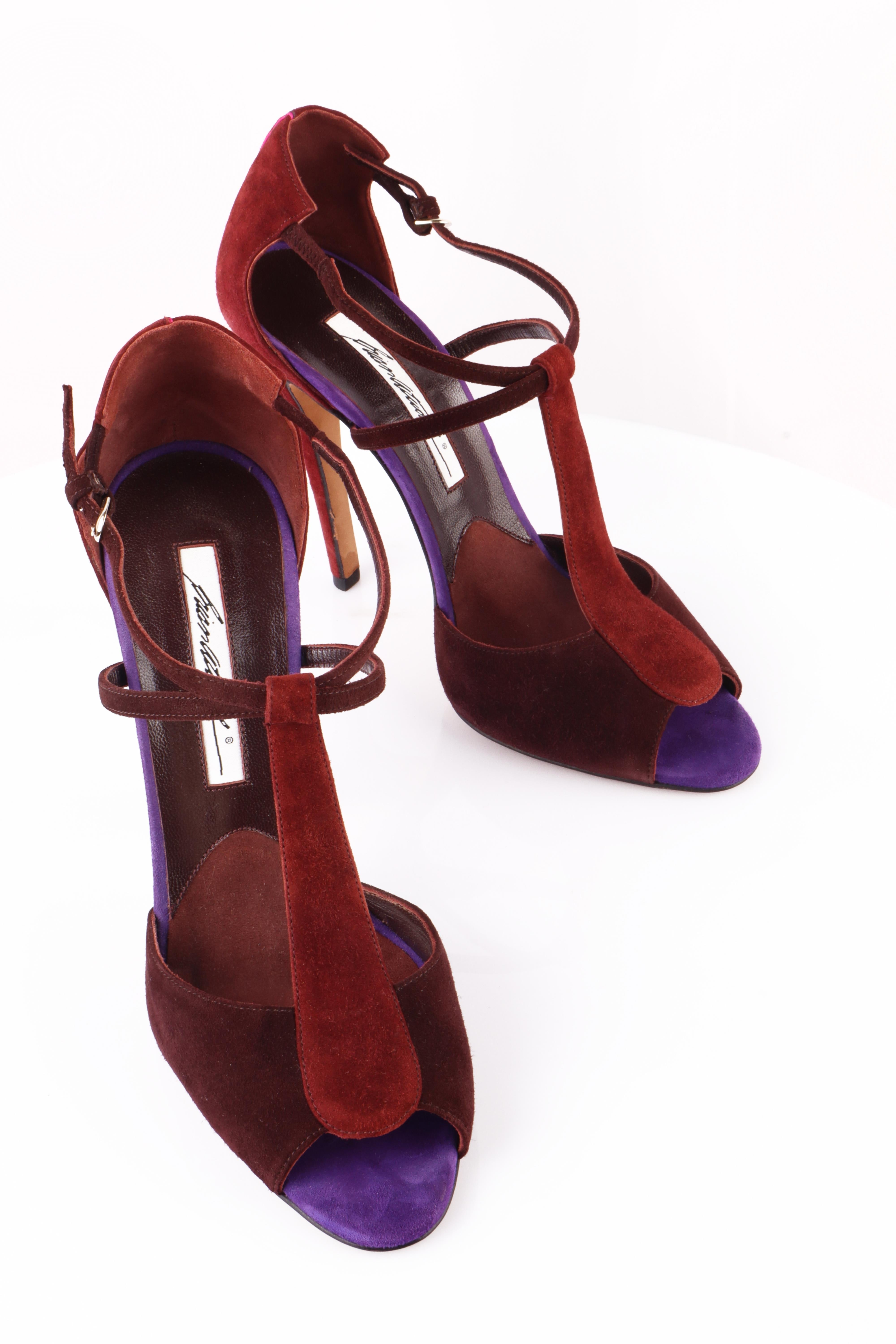 Brian Atwood Süet T Bant Sandalet Bordo - 37