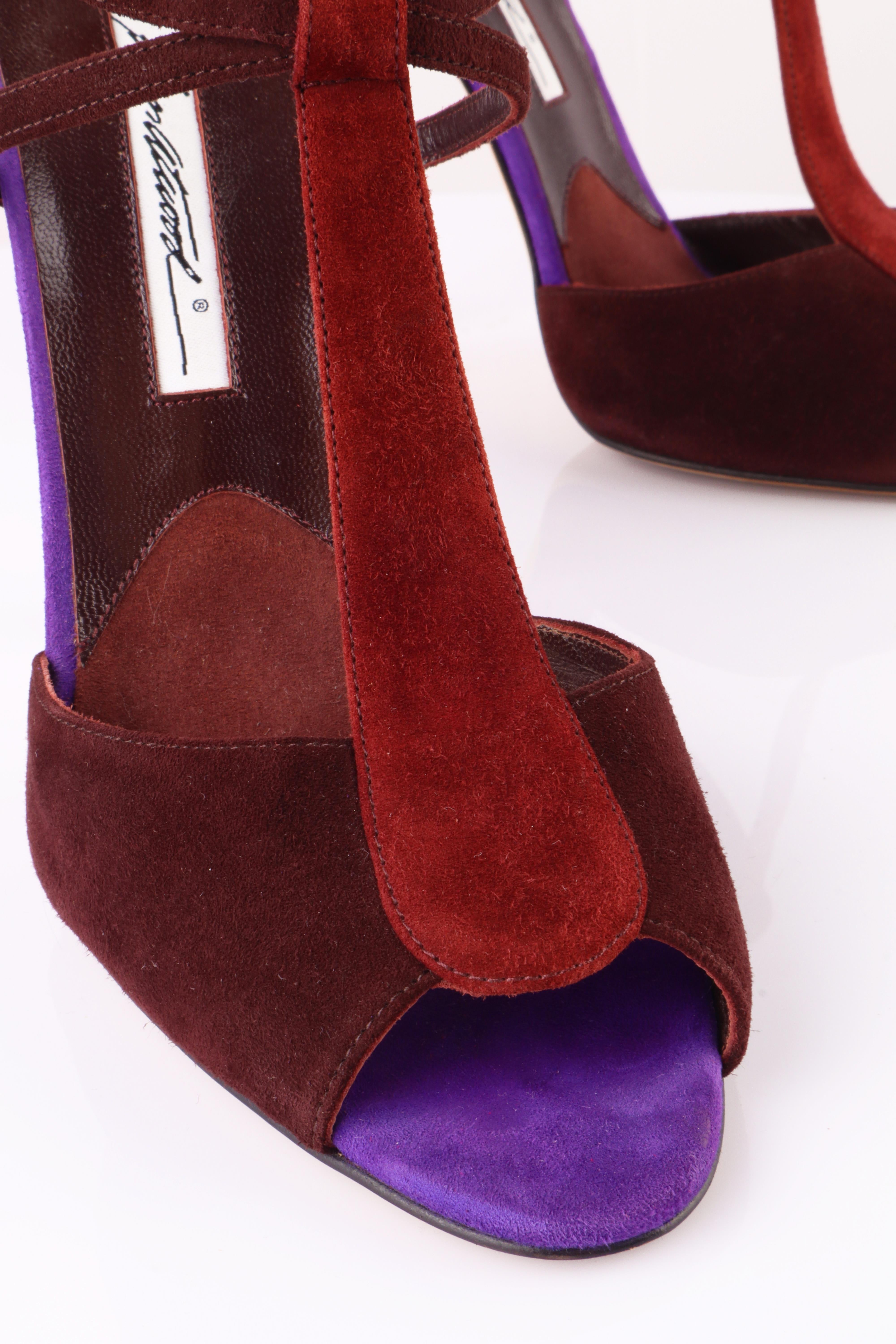 Brian Atwood Süet T Bant Sandalet Bordo - 37