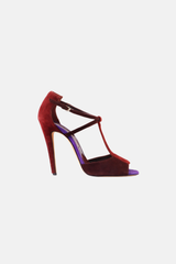 Brian Atwood Süet T Bant Sandalet Bordo - 37