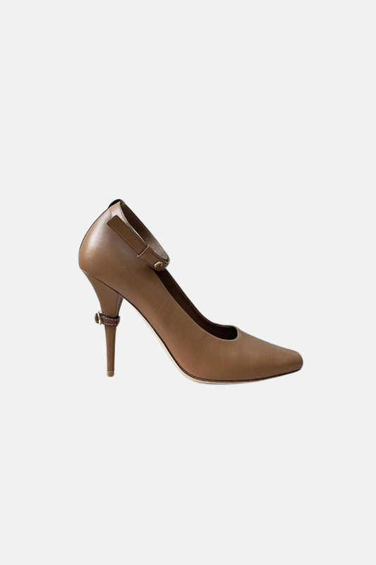 Burberry Bantlı Topuklu Ayakkabı Camel - 40