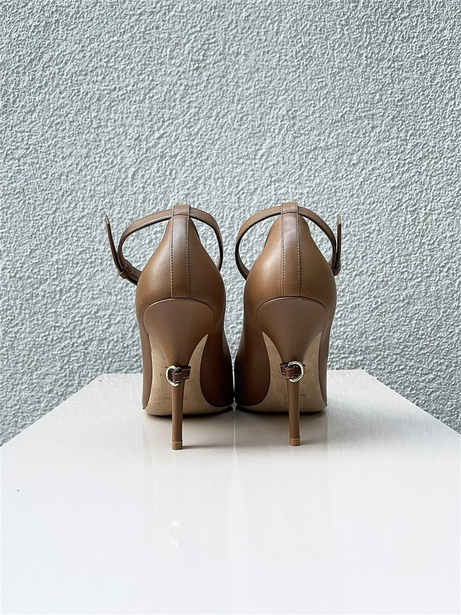 Burberry Bantlı Topuklu Ayakkabı Camel - 40