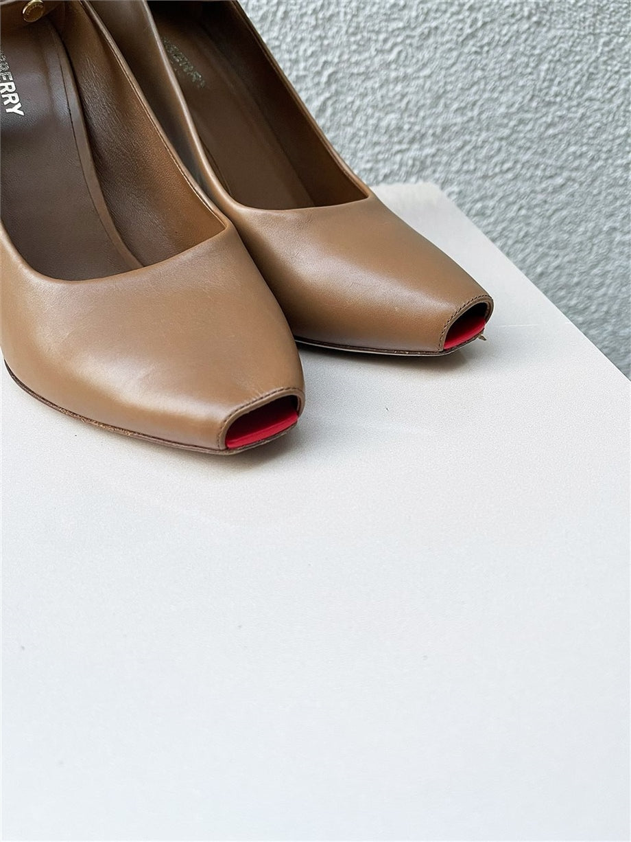Burberry Bantlı Topuklu Ayakkabı Camel - 40
