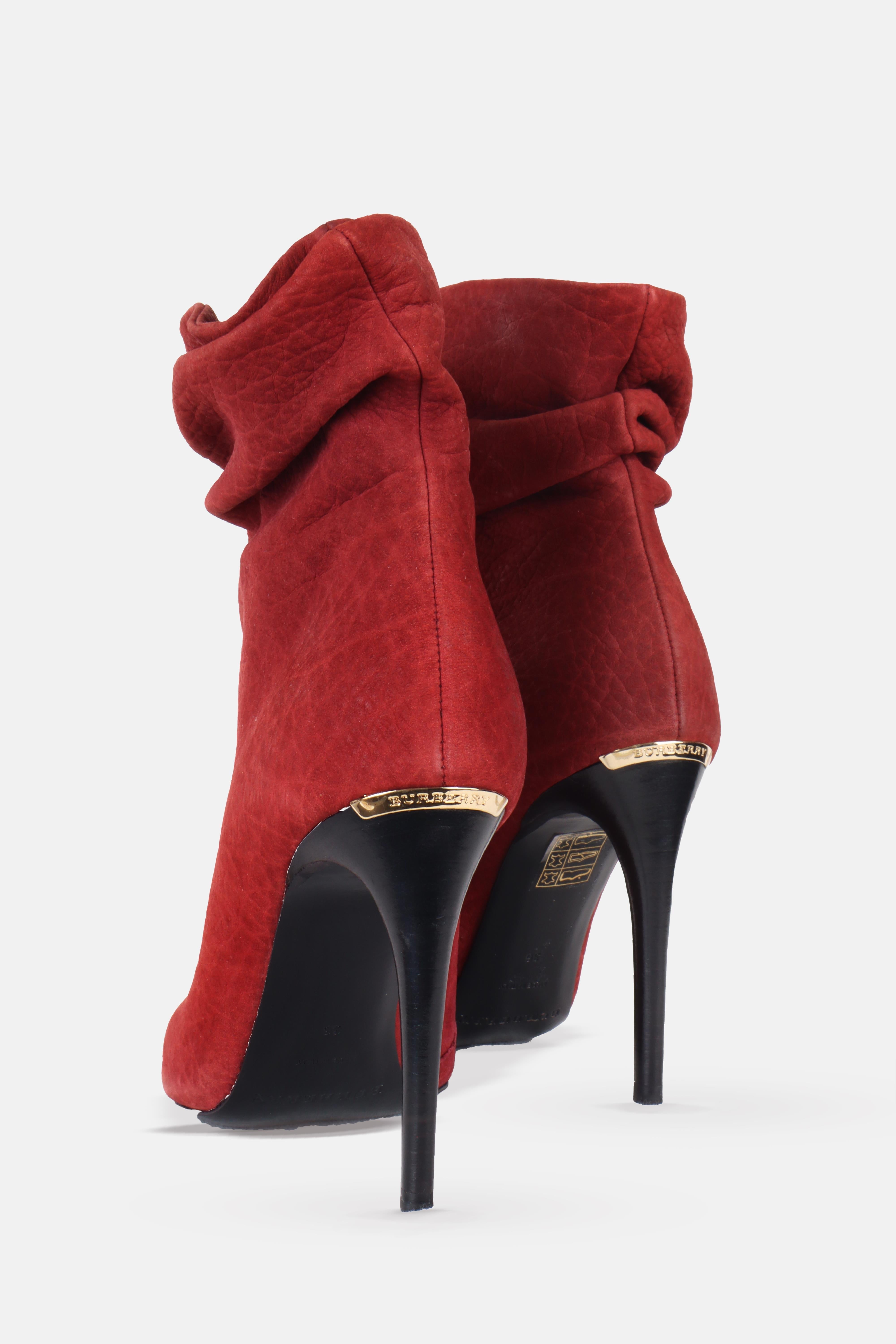 Burberry Burnu Açık Bootie Bordo - 36