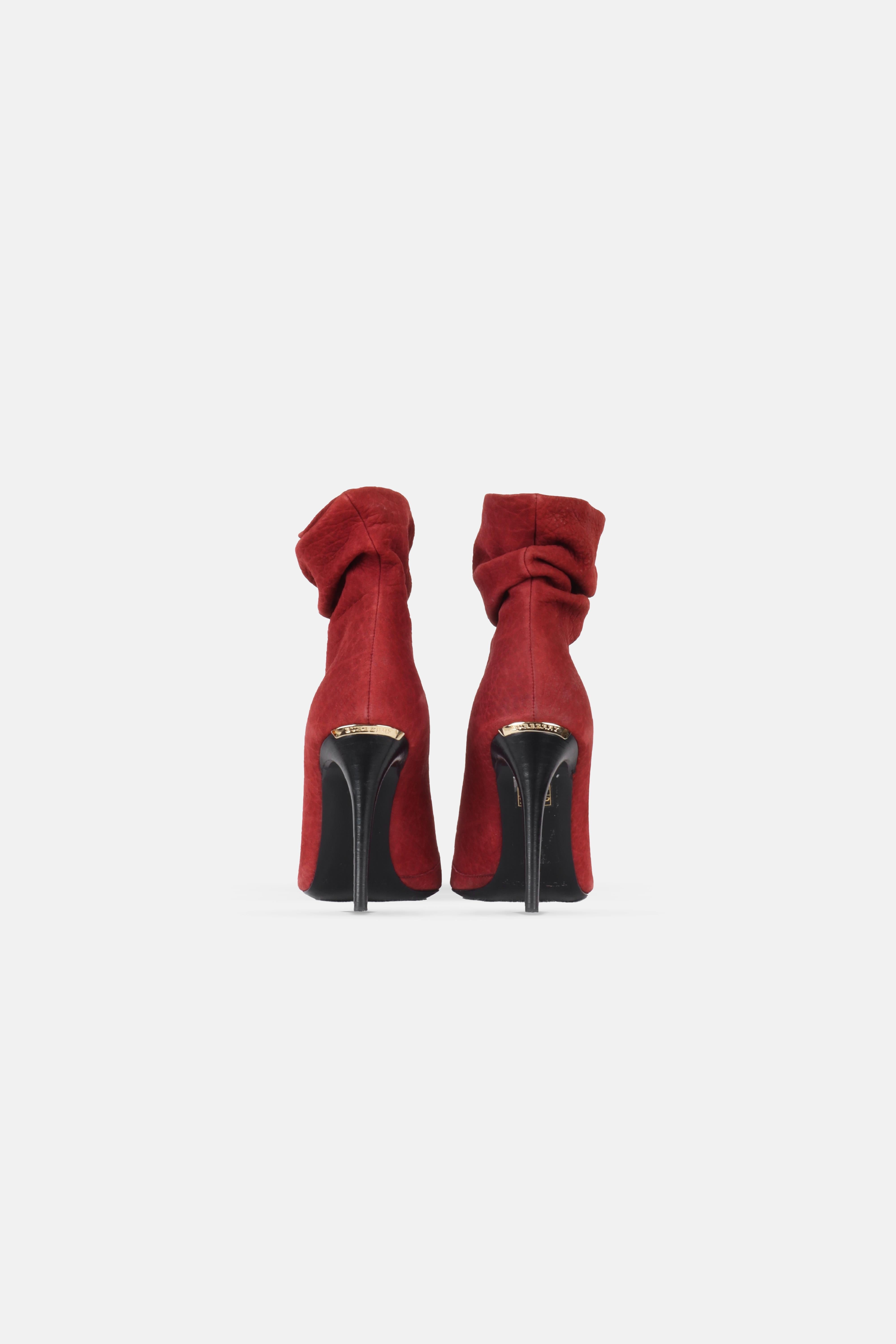 Burberry Burnu Açık Bootie Bordo - 36