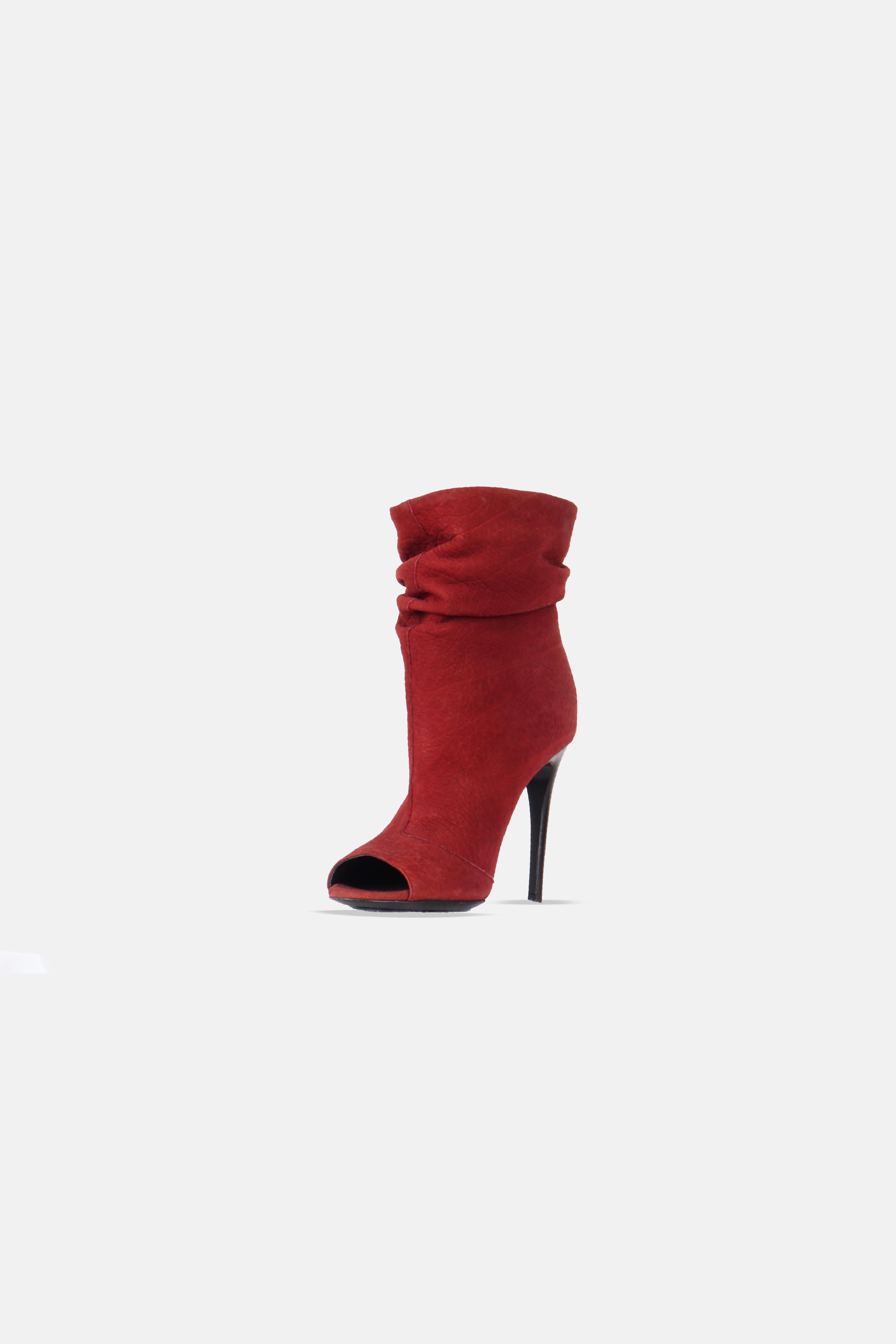 Burberry Burnu Açık Bootie Bordo - 36