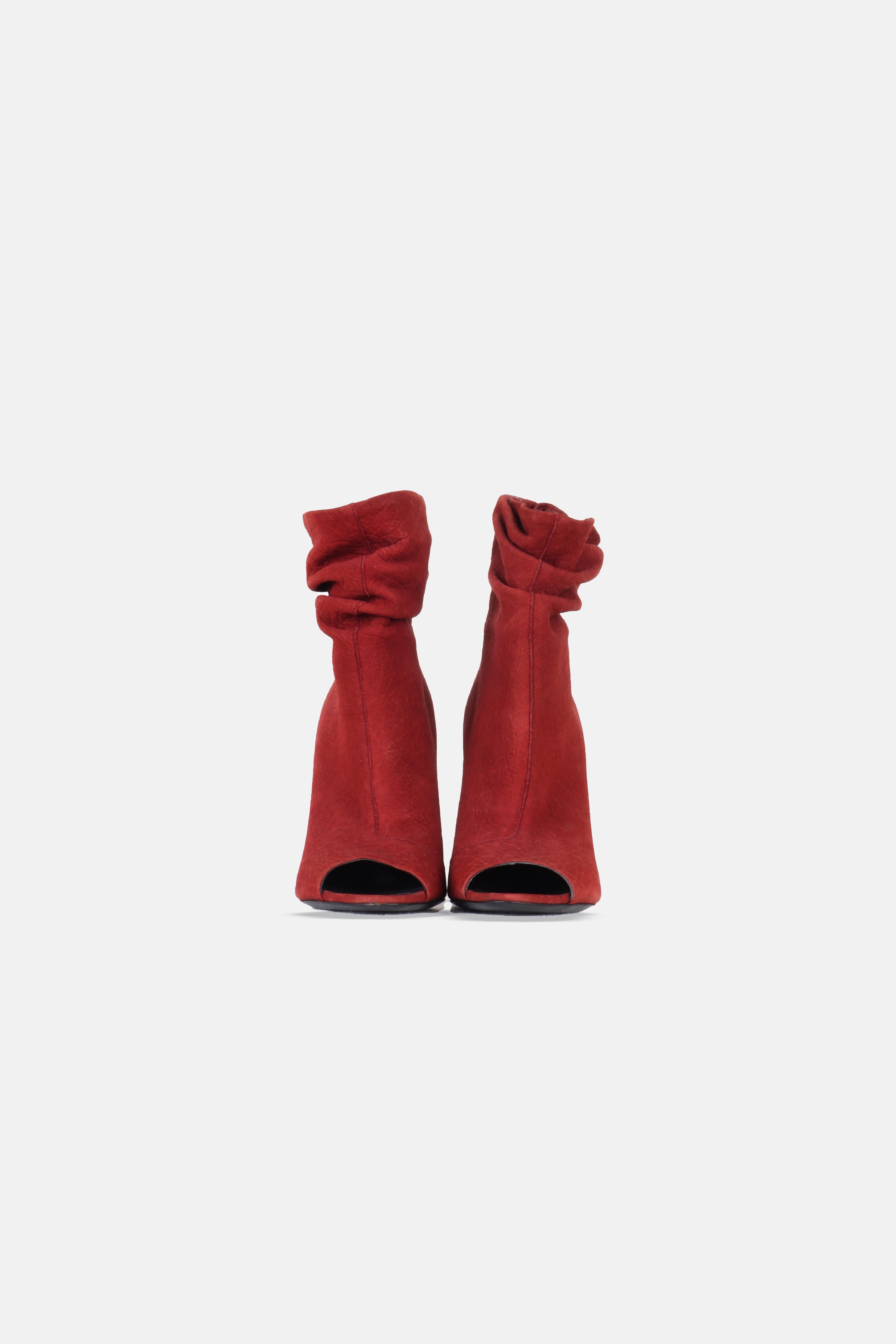 Burberry Burnu Açık Bootie Bordo - 36