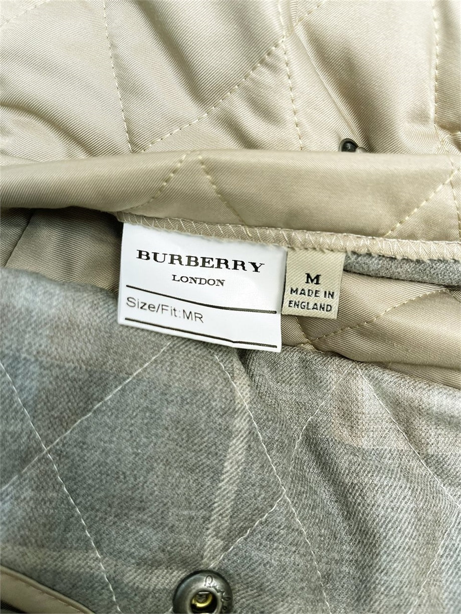 Burberry Yakası Kürklü Kapitone Mont Bej - M