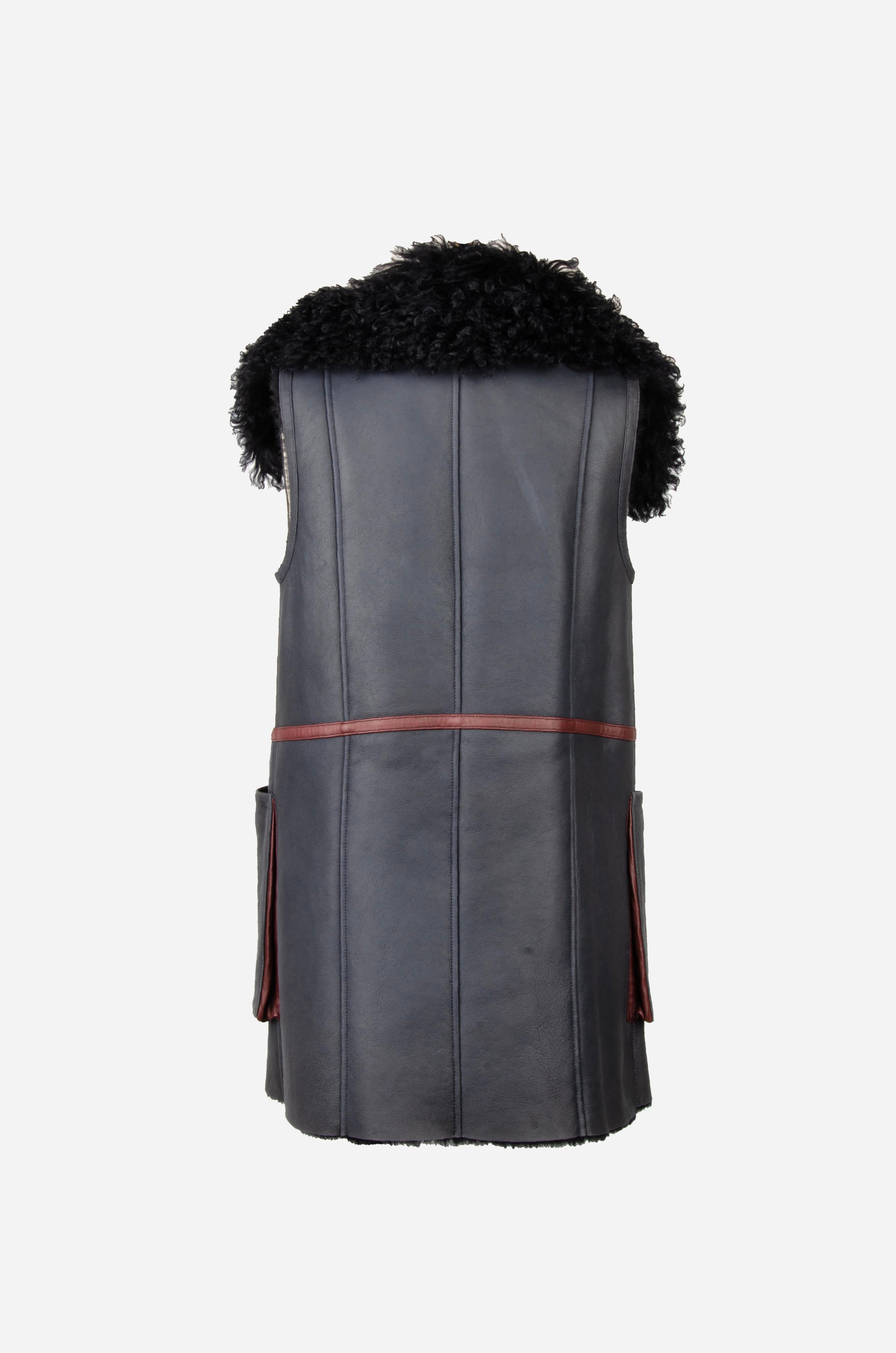 Diane von Furstenberg Lyle Shearling Yelek Lacivert - 36