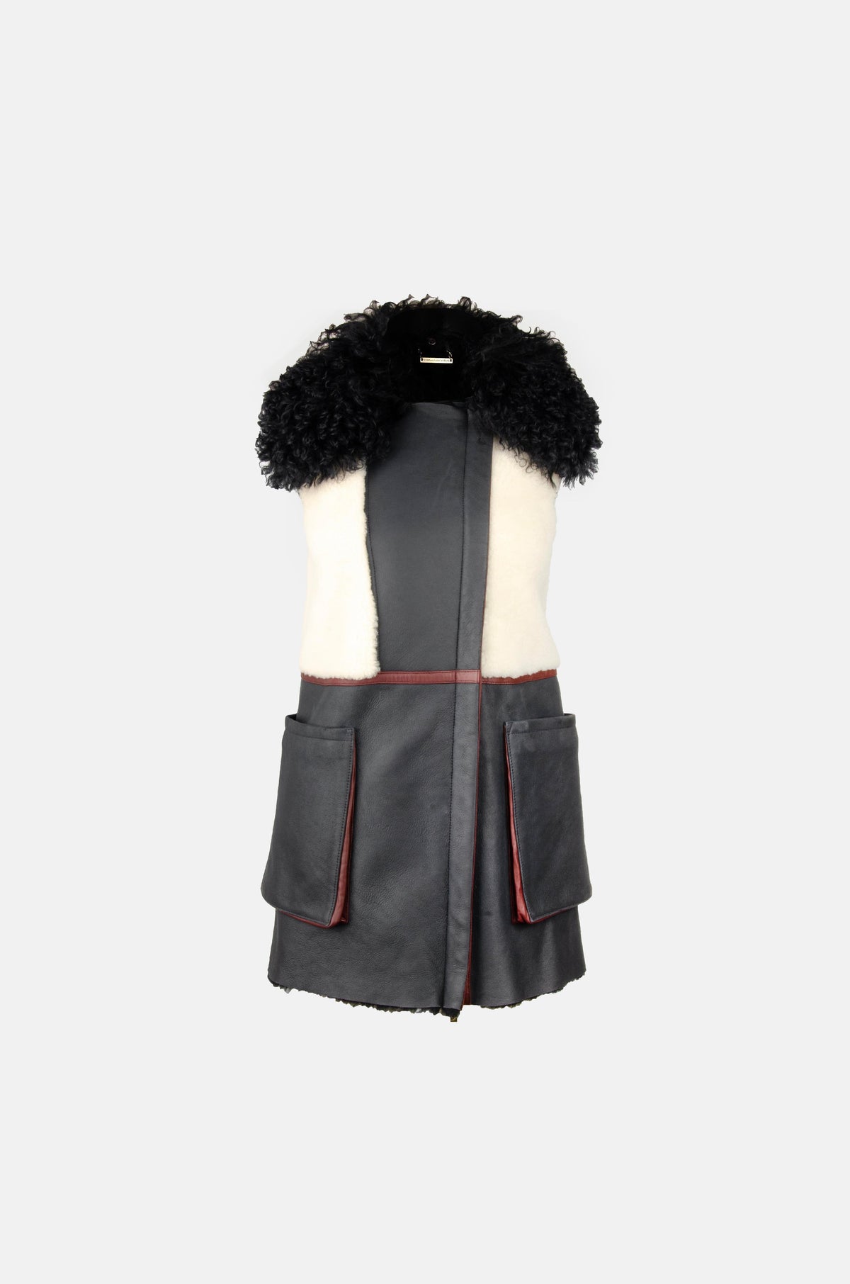 Diane von Furstenberg Lyle Shearling Yelek Lacivert - 36