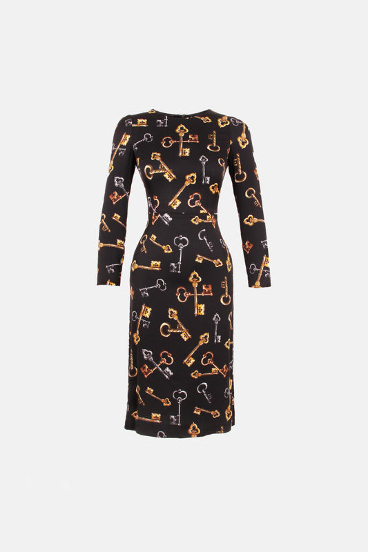 Dolce & Gabbana Anahtar Desenli Elbise Siyah - 36
