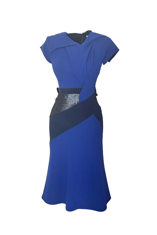 Peter Pilotto Blok Renkli Midi Elbise Mavi̇ - 34