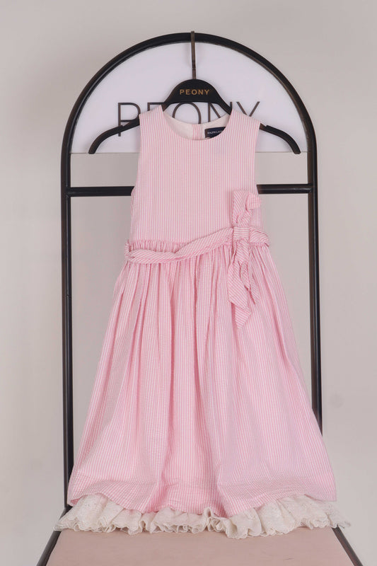 Ralph Lauren Çizgili Çocuk Elbise Pembe - 6yas
