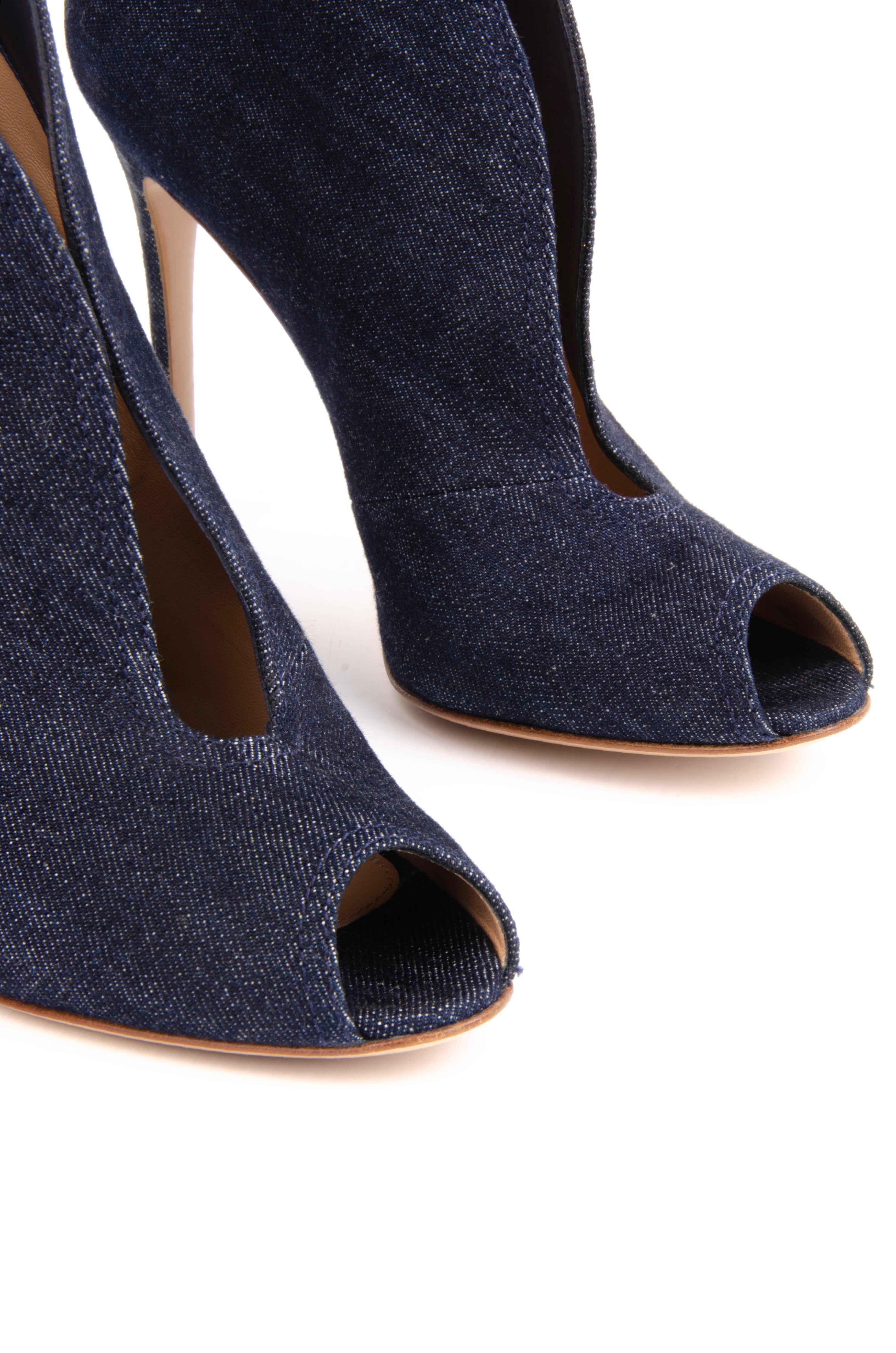 Gianvito Rossi Denim Bootie Lacivert - 37