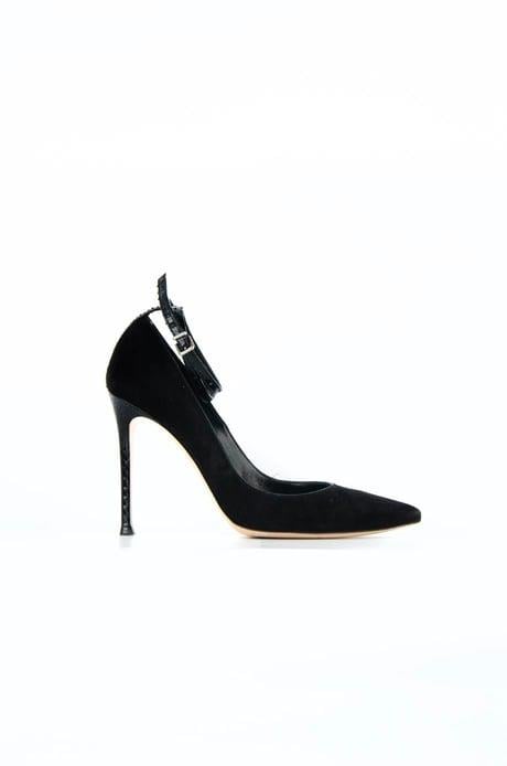 Gianvito Rossi Bilekten Bantlı Süet Stiletto Siyah - 35.5