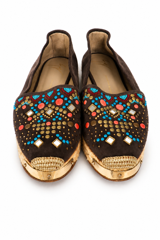 Giuseppe Zanotti İşlemeli Süet Espadril Lacivert - 39