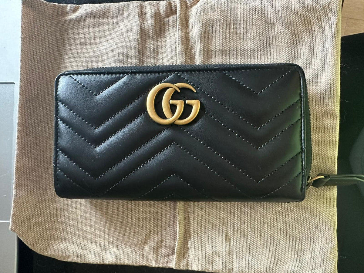 Gucci GG Marmont Fermuarlı Cüzdan Siyah - Standart