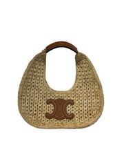 CELINE Classic Panier Hobo Bag in Raffia and Calfskin