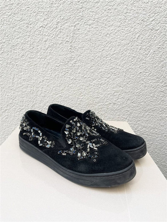 Prada Kristal İşlemeli Süet Slip On Si̇yah - 39