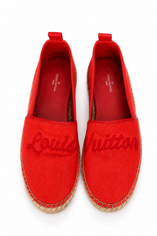 Louis Vuitton Kanvas Waterfall Espadril Kırmızı - 38