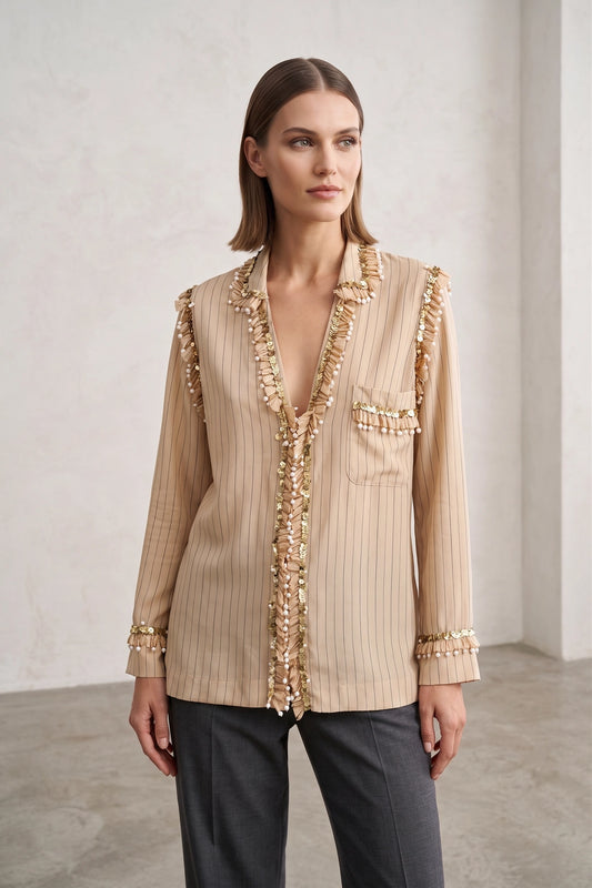 By Malene Birger İşlemeli Gömlek Nude - 38