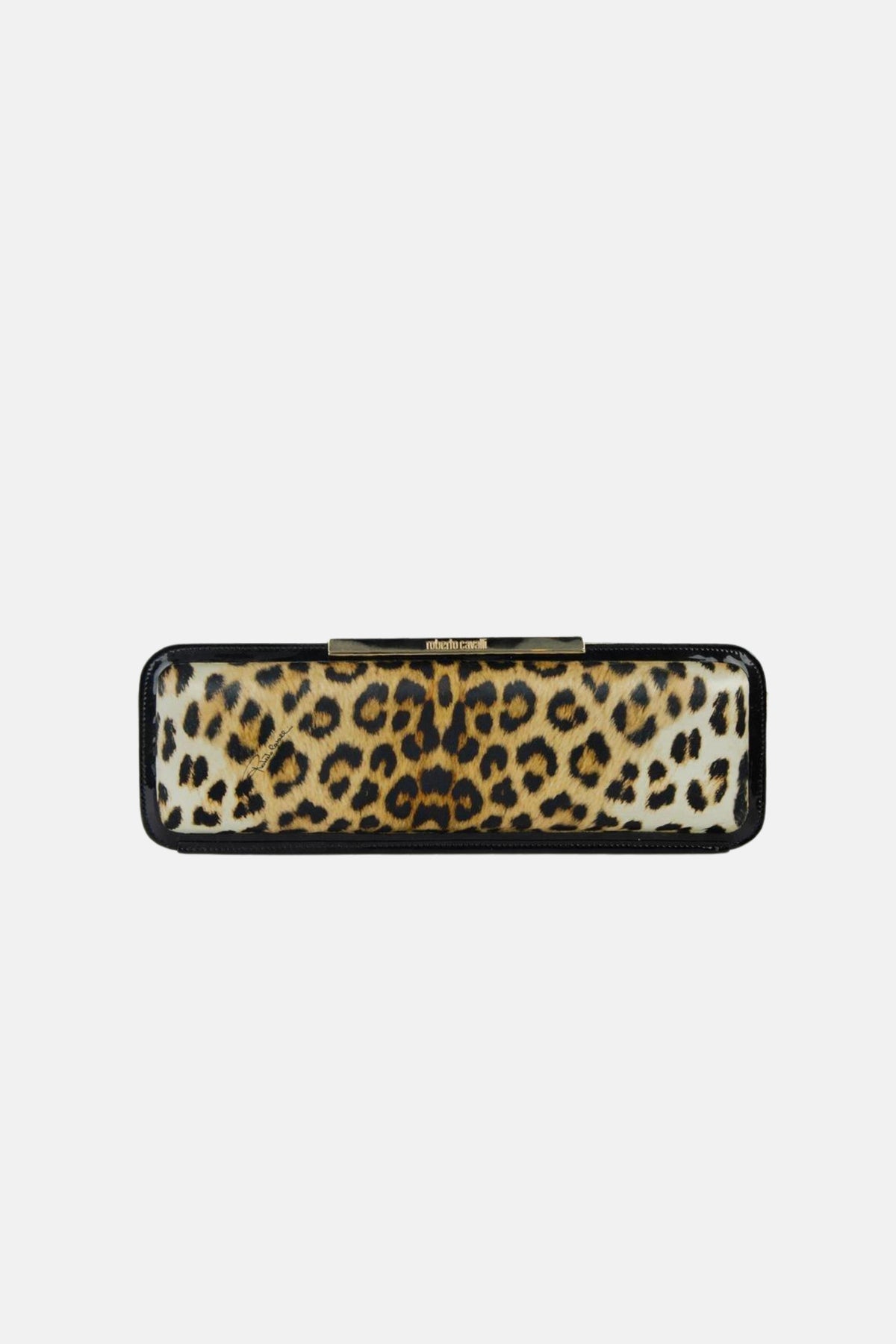 Roberto Cavalli Leopar Saten ve Deri Clutch Leopar - Standart