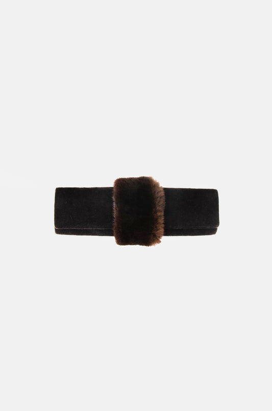 Salvatore Ferragamo Mink Wristlet Clutch Siyah