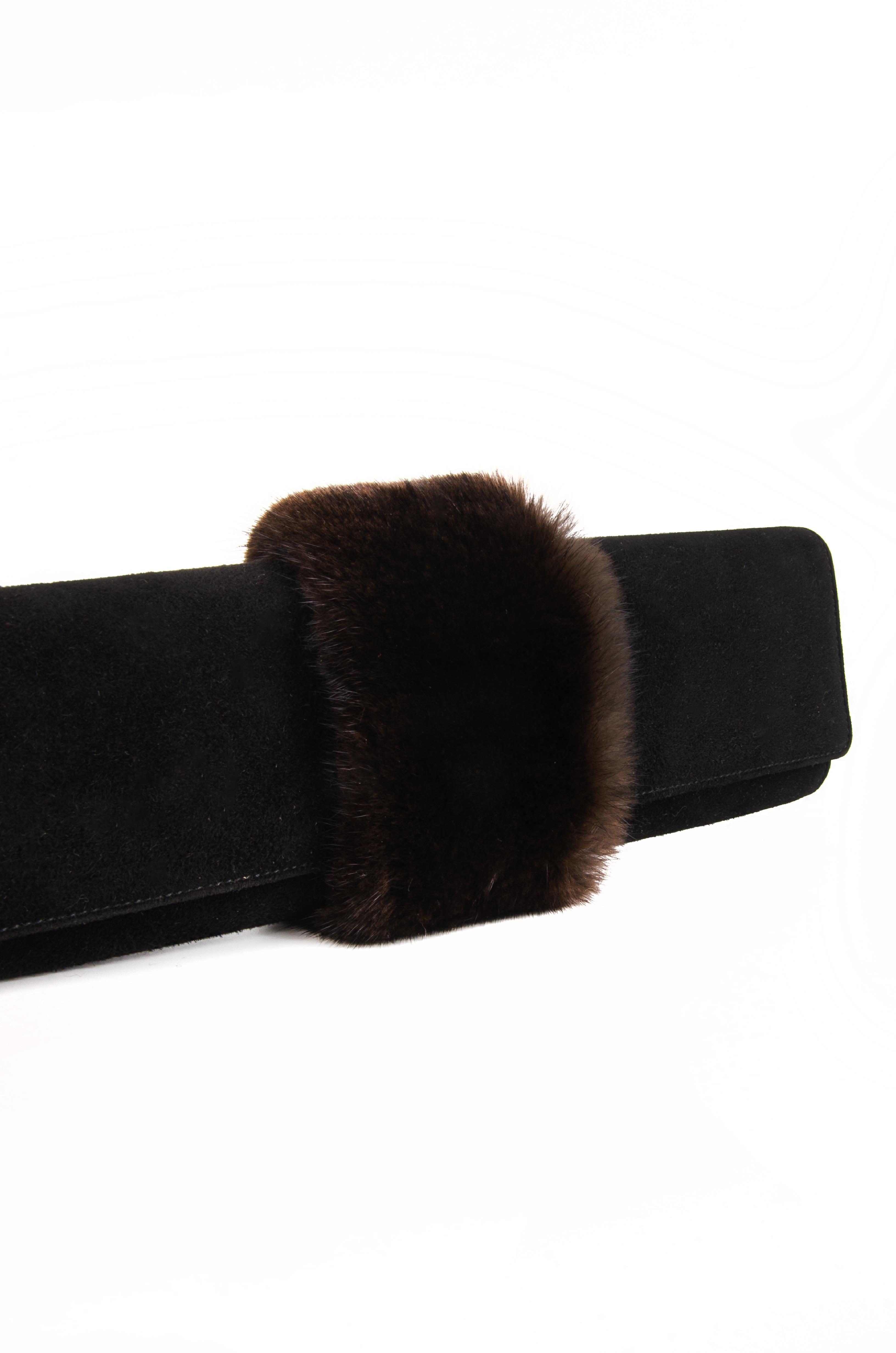 Salvatore Ferragamo Mink Wristlet Clutch Siyah - Standart