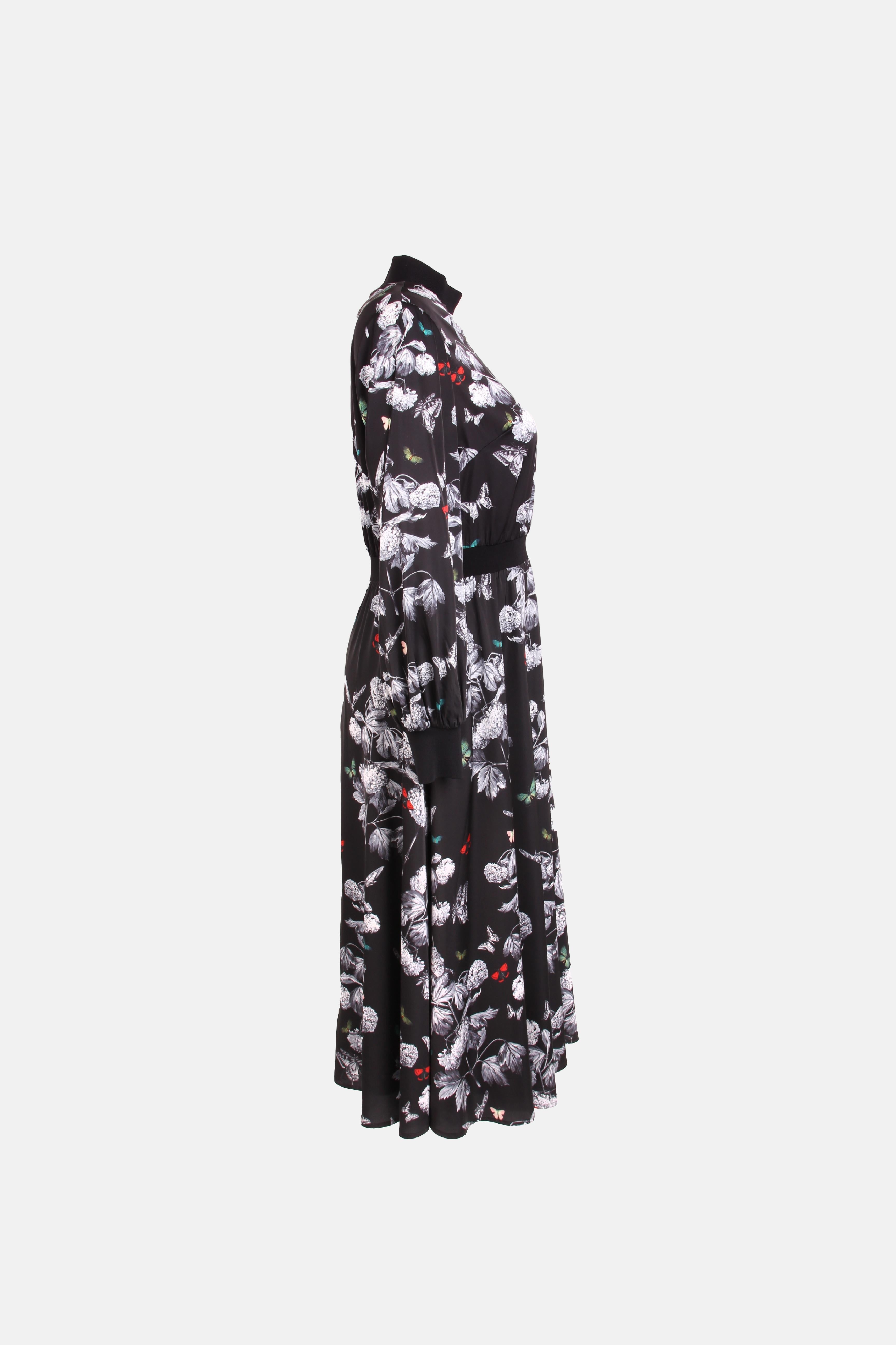 Ted Baker Floral Midi Şifon Elbise Siyah - 40