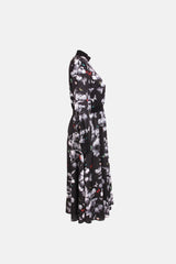 Ted Baker Floral Midi Şifon Elbise Siyah - 40