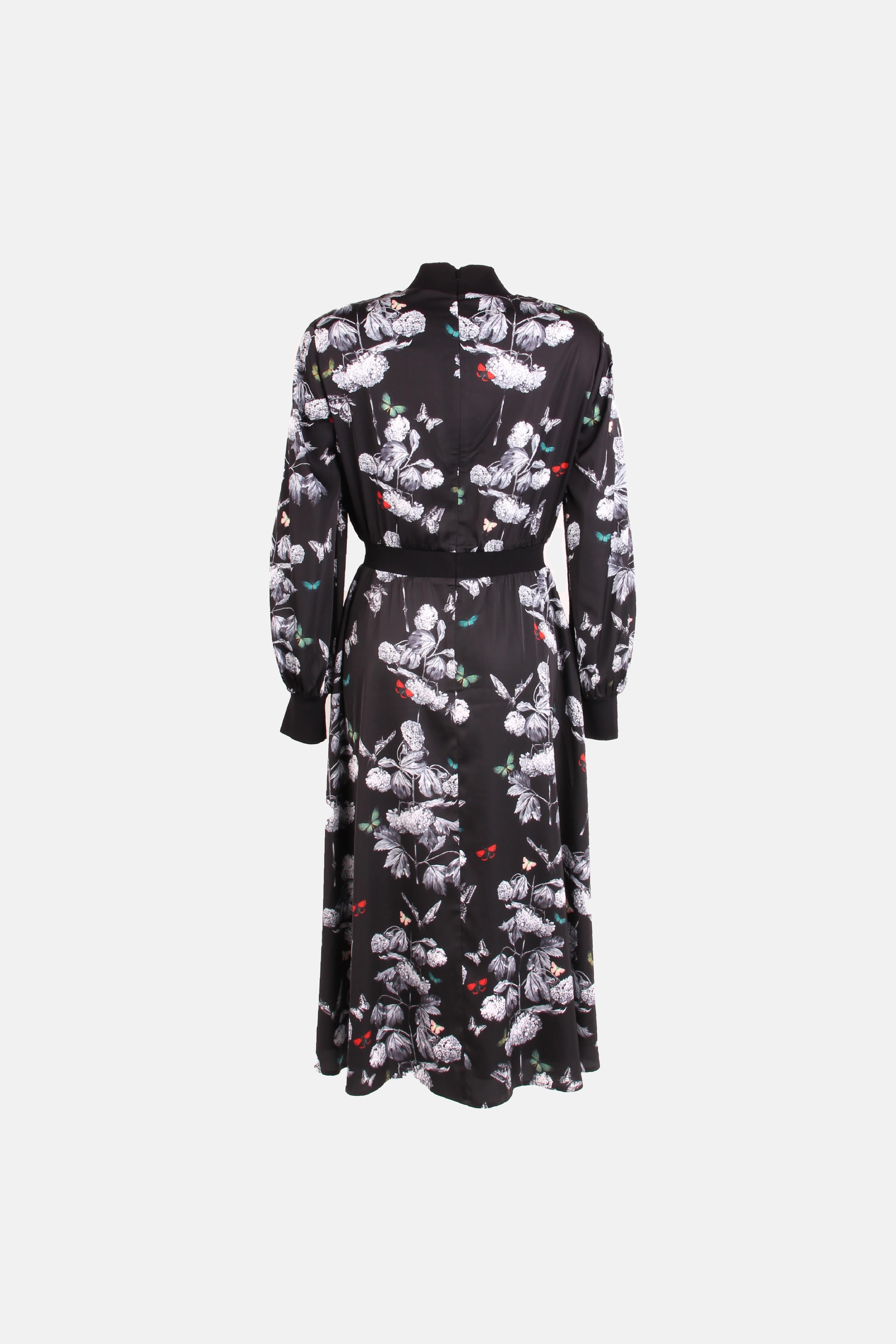 Ted Baker Floral Midi Şifon Elbise Siyah - 40
