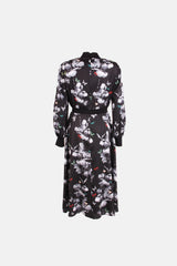 Ted Baker Floral Midi Şifon Elbise Siyah - 40