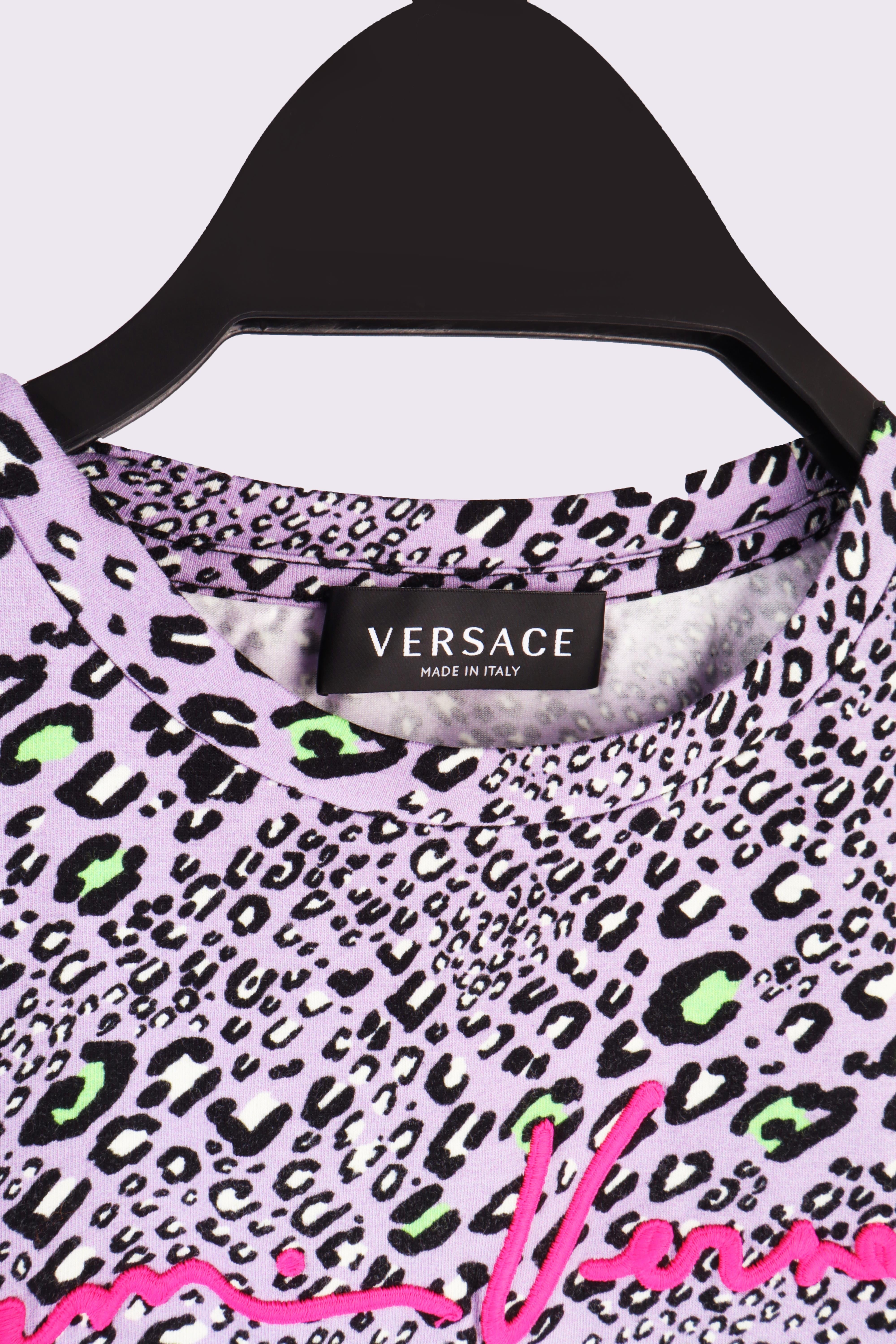 Versace Baskılı Leopar Tişört Renkli - 36