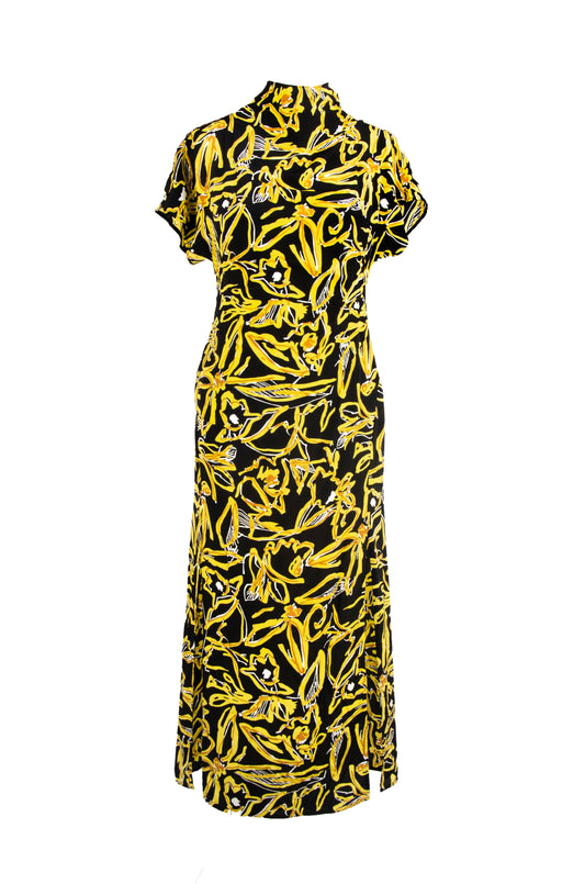 Diane Von Furstenberg Desenli ve Yırtmaçlı Elbise Si̇yah - 38